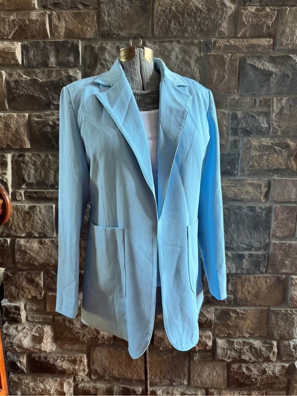 Light Blue Women's Blazer Jacket - Classic Tailored Style -Large